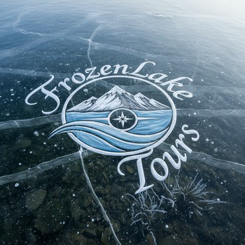 Логотип команды нарисован на снегу у домика на льду