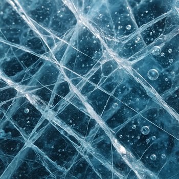 Крупный план узора трещин на прозрачном льду