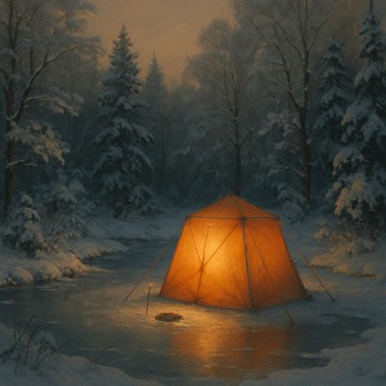 Небольшой домашний водоём с домиками у берега