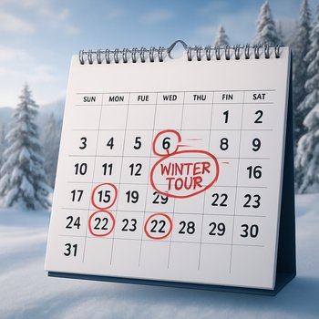 Календарь с отмеченными датами туров FrozenLake Tours