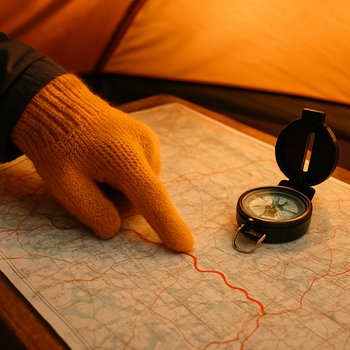 Схема ледового лагеря FrozenLake Tours с домиками и лунками